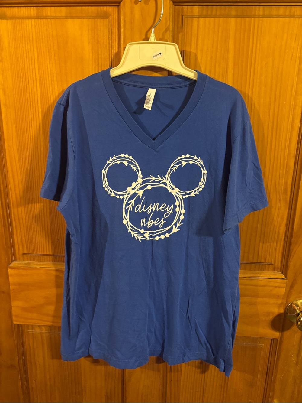 Women’s Blue 'Disney Vibes' Short Sleeve V-Neck Tee